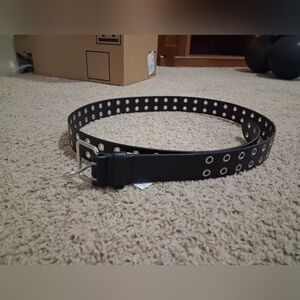 Black Belt with Silver Eyelets